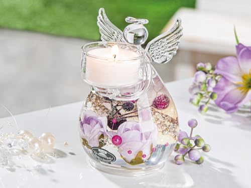 Pack Of 4 Dreamlight, Tealight Candle Holder, Angel Petit Medium, Glass, Purple, Pu 4, H. 12 Cm, D. 8 Cm