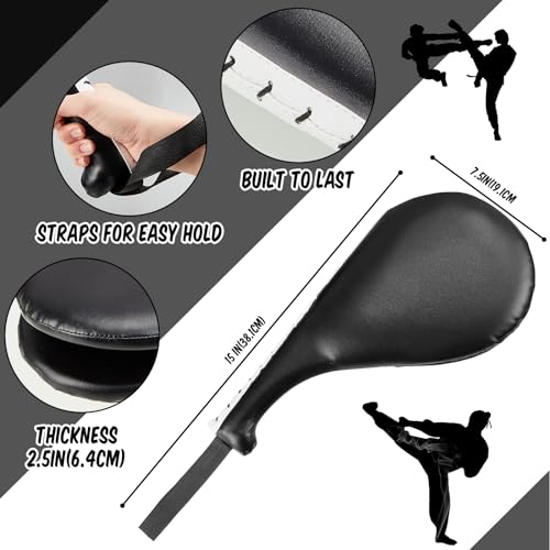 Poen 7 in 1 Taekwondo Kick Pad Boxing Training Equipment Punching Mitts Martial Arts Wrist Band Adjustable Soft Pads Set for Karate Muay Thai MMA Training(Black,Classic) by Poen - Image 3