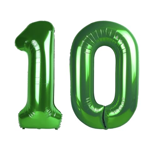 Image of Dark Green Number 10 Balloon 40 Inch, 10th Birthday Party Decorations, Giant 10 Foil Balloon for Party Supplies