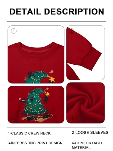 Maximgr Christmas Sweatshirts For Women Christmas Cat Sweater Xmas Long Sleeve Shirts Holiday Crewneck Pullover Tops 6 Maximgr Christmas Sweatshirts For Women Christmas Cat Sweater Xmas Long Sleeve Shirts Holiday Crewneck Pullover Tops - Image 7