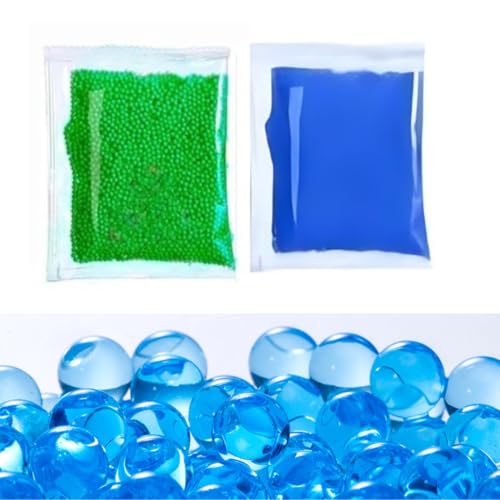 Image of COOLCOLD Gel Blaster Refill Ammo - 20,000 Rounds of 7-8mm Non-Toxic Water Beads for Toy Guns - Safe for Adults 15+ - Transparent Blue + Green Bullets - Pack of 2 - Also Ideal as Home Decor Vase