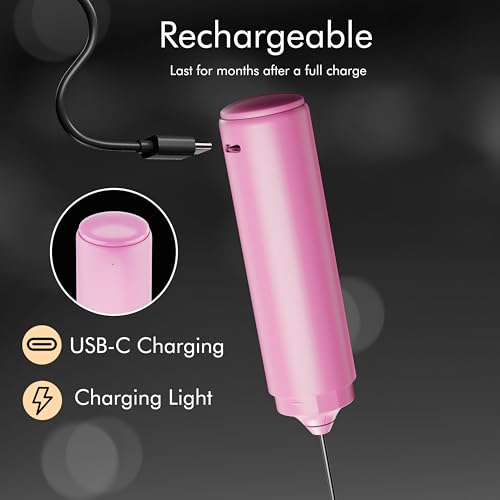Image of Rechargeable Milk Frother Handheld, 2-IN-1 Dual Spring Whisk Electric Frother Wand for Cappuccino Latte Macchiato, Portable Drink Mixer for Coffee, Matcha, Hot Chocolate