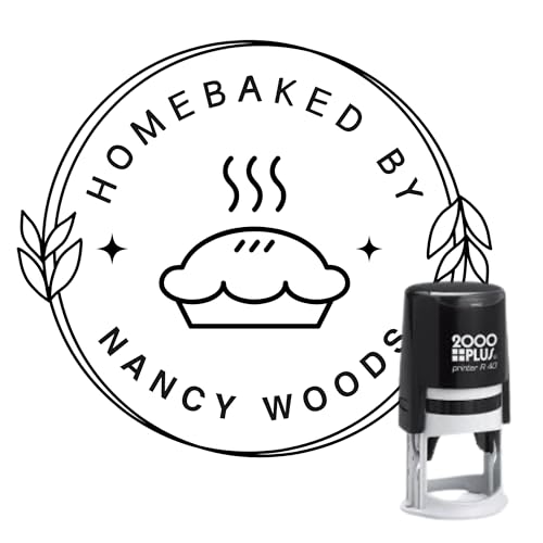 Home Baked By [Your Name] Stamp – Personalized Self-Inking Stamp For Cookie Bags, Gift Tags, Treat Packaging, And Bakery Items