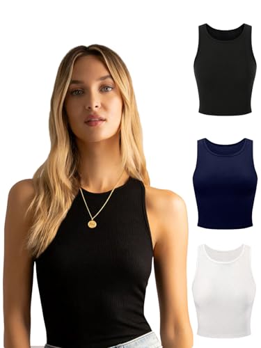 Image of KERI PERRY Tops for Women Crop Top for Women's Tank Activewear Tee Sports Western Casual Cotton Camisole Pack of 3 Combo