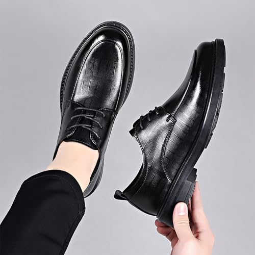 Cowhide Checkered Upper Male Low Trend Lace-up Men's Shoes,Comfortable and Breathable Casual Business Gentleman 6