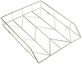 U Brands Desktop Letter Tray, Wire Metal, Gold