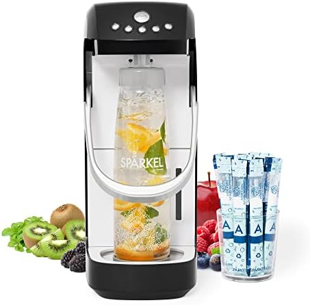 Spärkel Beverage System (Black) - Sparkling Water and Soda Maker - A New Way of Sparkling - Use Fresh & Natural Ingredients - No CO2 Tank Needed