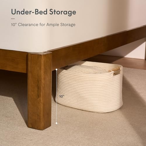 Image of FLEXISPOT Hako G2 Japanese Joinery Bed Frame, Solid Rubberwood Queen Platform Bed, IAS & SGS Certified, Japandi Minimalist Style, Noise-Free, No Tools Assembly, 10-Year Warranty, Walnut