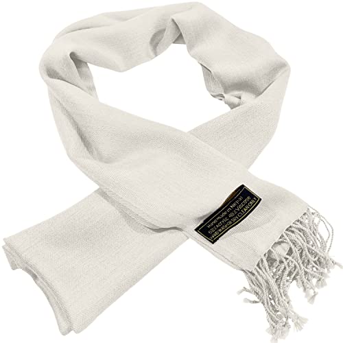 Cj Apparel MN1090 Off White Ivory Cream Mens Nepalese Solid Color Design Fashion Scarf Scarves Face/Neck Wrap Hand Made In Nepal New cover