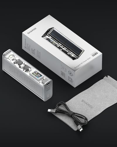 Image of SHARGEEK 140 Power Bank, 20000mAh 140W Portable Charger, Transparent Battery Pack, Smart Display, PD3.0 for MacBook Pro iPhone 17 /16 /15 /14 Series Google Pixel Steam Deck