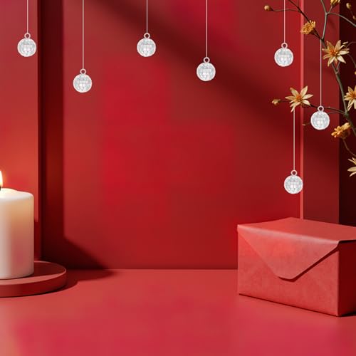 12 piezas de adornos de bola espejada: pequeñas bolas espejadas plateadas para decoración de fiestas temáticas de los años 70 miniatura 4