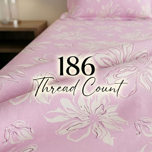 Image of Mafatlal 186 TC Metro Cotton Single Bedsheet | 90 x 60 Inch | Premium Lightweight Fabric with Pillow Cover | Modern Bedding Set | Mauve Pink