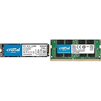 Crucial P2 CT500P2SSD8 500GB Internes SSD, Bis zu 2400MB/s (3D NAND, NVMe, PCIe, M.2) 1er Pack &amp; RAM CT8G4SFRA266 8GB DDR4 2666MHz CL19 Laptop Arbeitsspeicher