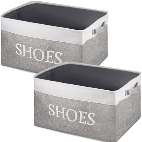 imagen de CIEOVO - Paquete de 2 cestas de almacenamiento para organizador de zapatos, cesta decorativa para ahorrar espacio, organizador de zapatos, para pasillo, entrada, decoración del hogar, sala de estar