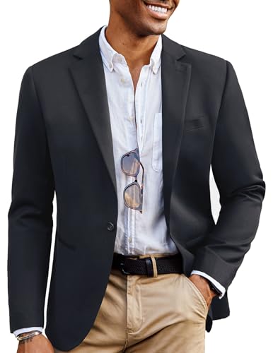 PJ PAUL JONES Men Wool Blend Blazer Jackets Notch Lapel Casual Blazer Sport Jackets Coats Dark Grey M