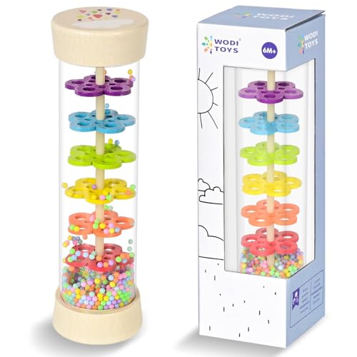 Image of GRESEESM Rain Stick, 7.7” Wooden Rainmaker Montessori Toys for Baby 6-12 Months, Baby Rattle Sensory Development Toys, Infant Musical Toys for Newborn Boys Girls 1 Year Old Toddlers