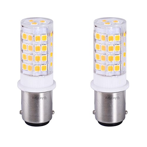 Anyray2-Pack BA15D Base Dual Contacts LED SMD Marine Boat Bulb Replacement for 1076 1130 1176 1142 Warm White 12-24V DC Light