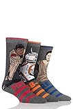 Poignets standards SockShop Hommes 3 Paires Star Wars nouveaux héros BB-8, Rey et Finn Chaussettes Assorti 40-45