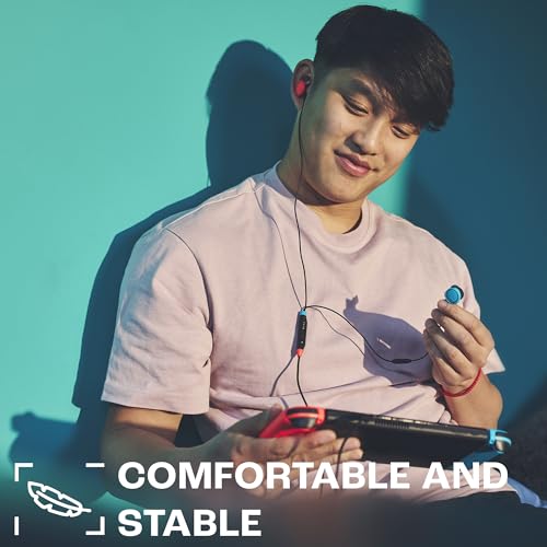 Quantum 50N, Cuffie da Gaming In-Ear con Filo,  QuantumSOUND Signature, Microfono Voice-Focus, Cursore Volume e Opzione Mute, Compatibilità Multi-Platform, Tecnologia Twistlock, Blu e Rosso - Cuffia gaming - Immagine 2