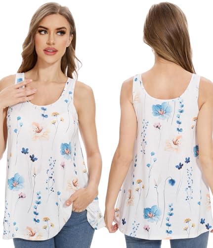 Image of Rosyline Tank Top for Women with Built in Bra Flowy Swing Undershirt Tank Tops S-4XL