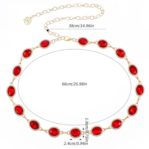 Red Chain Belt for Women Dress - Vintage Red Rhinestone Cowgirl Western Waist Chain Belt, Gift for Women Birthday, Graduation, Wedding2