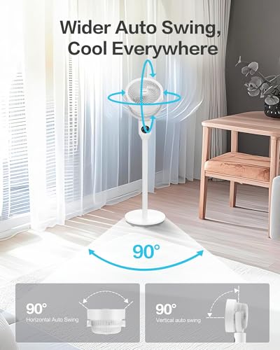 Image of Candy Standing Fan for Bedroom, 3 Heights Adjustable Pedestal Fan with Remote, 90 Oscillating Floor Fan, 8 Speeds & 3 Modes, 25dB Quiet Room Fan, 12H Timer, for Dorm, Home, Office