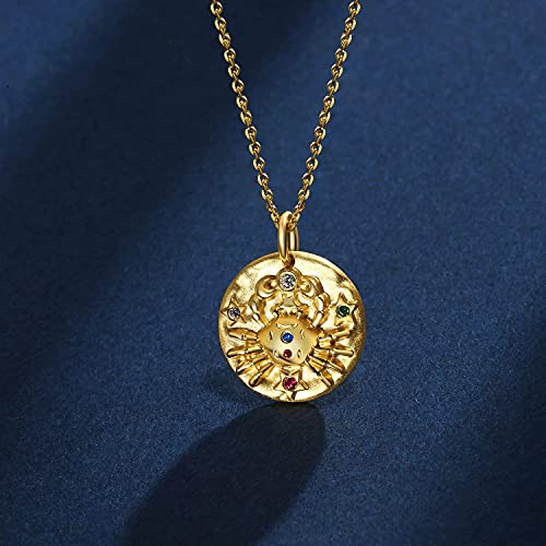 AGVANA 12 Constellation Necklace With Created Gem For Women Gold Plated Sterling Silver Jewelry Coin Pendant Jewelry Gift For Girlfriend Bestfriend Wife Her with Gift Box, 16+2 Inch, Capricorn - Image 3
