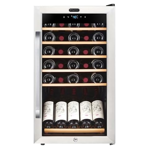 Whynter FWC-341TS 34 Bottle Freestanding Stainless Steel Wine Refrigerator with Display Shelf and Digital Control, Gray Cover