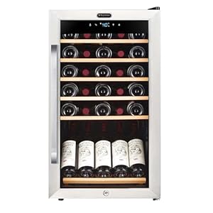 Whynter FWC-341TS 34 Bottle Freestanding Stainless Steel Wine Refrigerator with Display Shelf and Digital Control, Gray