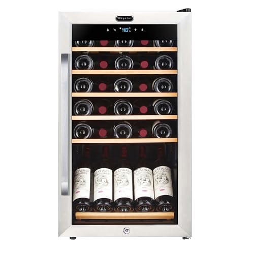 Whynter FWC-341TS 34 Bottle Freestanding Stainless Steel Wine Refrigerator with Display Shelf and Digital Control, Gray