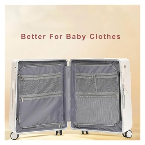 Expandable Suitcase Carry On Baby Fit for Seat Luggage Kids Travel Suitcase Bag Boarding Creative Trolley Case Young Mother Trolley case，Suitcase(Black,24")3