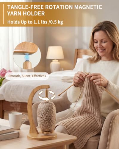 Image of SPEENSUN Magnetic Yarn Holder for Crocheting, Large, Natural