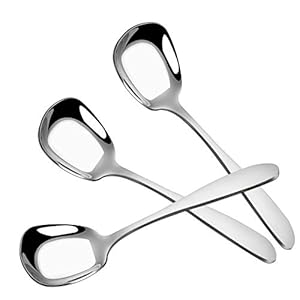 3 Pezzi Cucchiai Acciaio Inox Cucchiaio da Portata e da Minestra, Quadrato, 18,5 cm