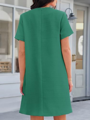 Image of Wenrine Women's Tweed Mini Dress Short Sleeve Crew Neck Work Office Elagant Formal Summer A Line Dresses