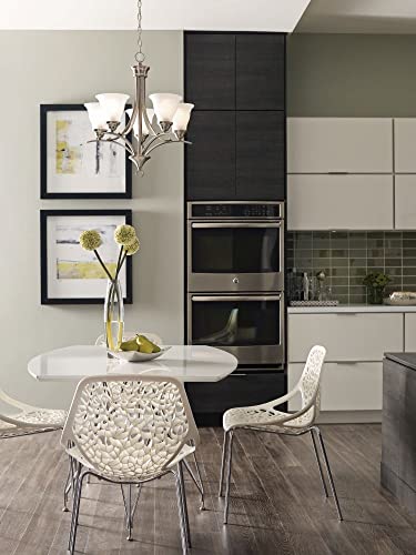Image of Progress Lighting 5-Light Etched Glass Traditional Chandelier Light, Trinity Collection, Indoor, P4328-09, Brushed Nickel