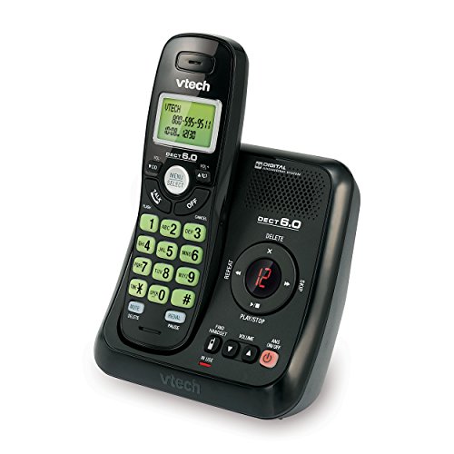 VTech VA17241BK Dect 6.0 Cordless Phone with Answering System and Caller ID, Wall-Mountable, Black