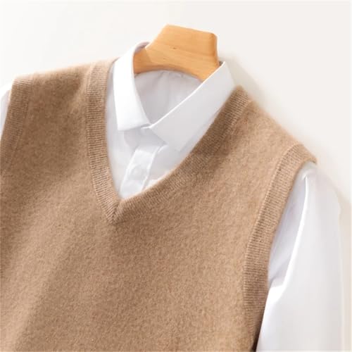 Men's Wool Sweater Vest V-Neck Knitted Pullover Solid Color Business Casual Outwear Tops3