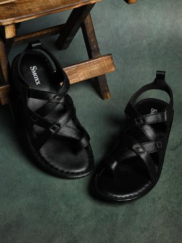 Image of Genuine Leather Slippers | Back Strap Sandals for Men | Lightweight | Comfortable | Cushioned Insole | Formal & Casual Wear