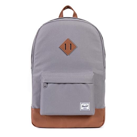 Herschel Heritage Backpack, Grey/Tan Synthetic Leather, Classic 21.5L
