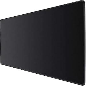 Large Gaming Mouse Pad, 4mm Black Thick Computer Extended Mousepad for Laptop, Keyboard Mat with Non Slip Rubber Base, Stable Desk Pad with Stitched Edges, 35.4×15.7×0.16in