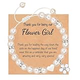 Komergave Flower Girl Bracelet, Adjustable Pearl Flowergirl Jewelry Gift, Thank You for Being Our Flower Girl, Wedding Proposal Bracelet with Gift Card, Bridesmaid Wedding Gifts for Girls