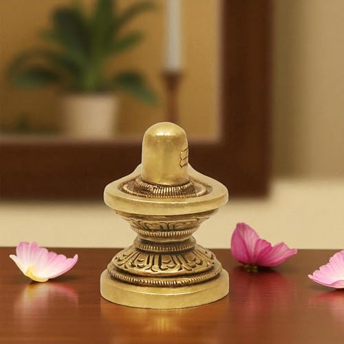 Image of SHANTI Brass Shivling for Home Puja, Shiva Lingam for Temple, Office Desk, Gift & Decor (SL3470)