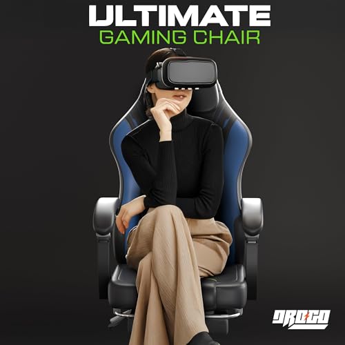 Image of DROGO Phantom Ergonomic Gaming Chair with Premium PU Leather Fabric, Linkage Armrest, Adjustable Neck & Lumbar Pillow | Computer Chair for Study | Home & Office Chair with Recline (Black /Blue)
