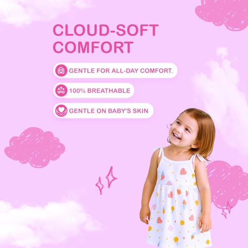 Image of Kidbea Muslin Frock for Baby Girls | Cotton Dress for Newborn Babies | Sleeveless, Tie-Up Shoulders Summer Wear Clothes