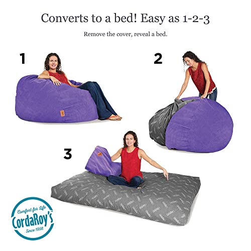 Image of CordaRoy's Corduroy Bean Bag-Convertible Bean Bag Chair&Bed-Machine-Washable Corduroy Fabric Cover-for Basement,Living Room,Game Room,Dorm&More - Full Size - Very Peri Purple | Made in The USA