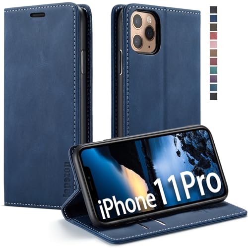 japezop Compatible with iPhone 11 Pro Case Wallet with [RFID Blocking] Credit Card Holder Leather Flip Book Phone Case for iPhone 11 Pro(Blue)