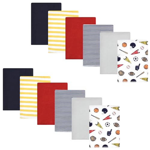 Image of Hudson Baby Unisex Baby Cotton Poly Flannel Burp Cloths Bundle, Sports Fan, One Size