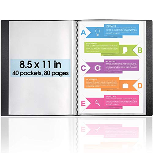 Ktrio Heavyweight Sheet Protectors 5.5 x 8.5 Inches for Mini 3 Ring Binder 60 Pack, Presentation Book 40 Clear Pocket Sleeves Protectors 80 Pages, 1 Pack