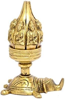 phareLamp Presents Lotus Engraved Buddha Over Elephant Candle Brass Oil Lamp Diya #A233