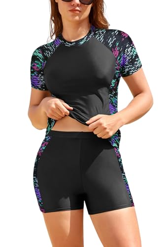 Maillot de bain 2 pièces rashguard femme avec soutien-gorge
